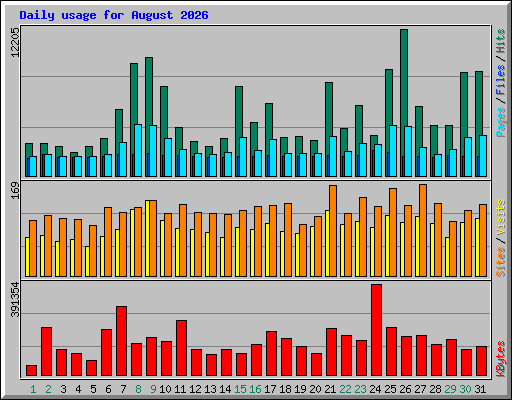 Daily usage for August 2026